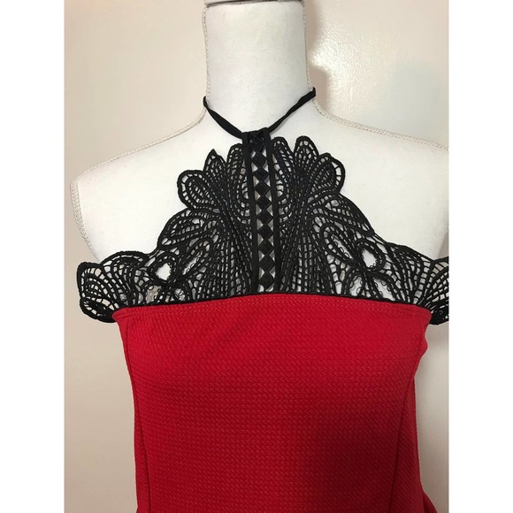 Ashley Stewart Halter Top Red & Black - Picture 2 of 5